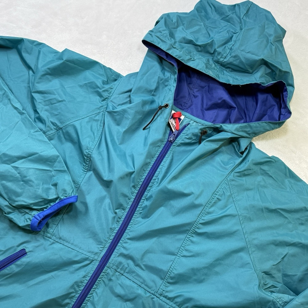 Vintage Sierra Designs Rain Jacket Small Teal Blue Nylon Packable Hooded 90s